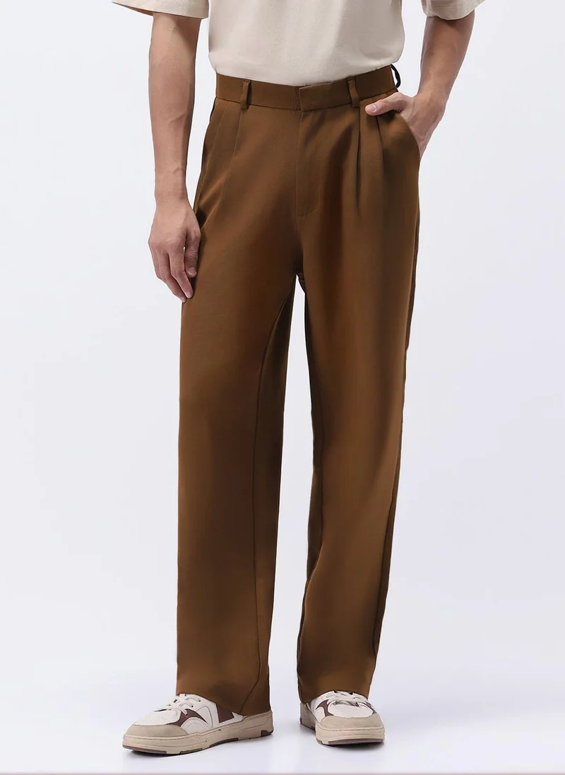 Urbano Fashion Men's Mocha Loose Baggy Fit Solid Korean Pants Stretchable